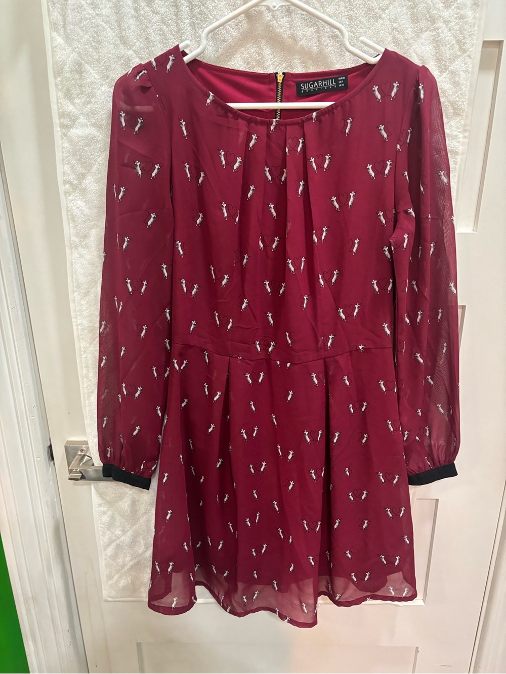 Sugarhill Boutique Burgundy Long Sleeve Mini Dress-Mouse Loves